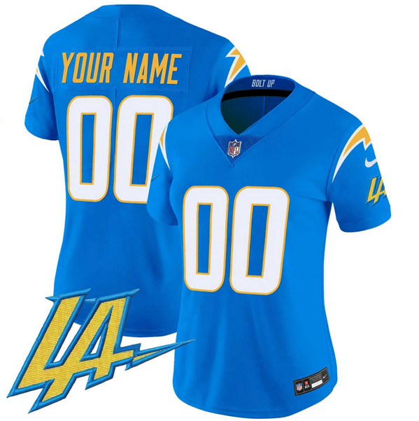 Women's Los Angeles Chargers ACTIVE PLAYER Custom Powder Blue 2024 F.U.S.E. V2 Limited Stitched Football Jersey(Run Small)